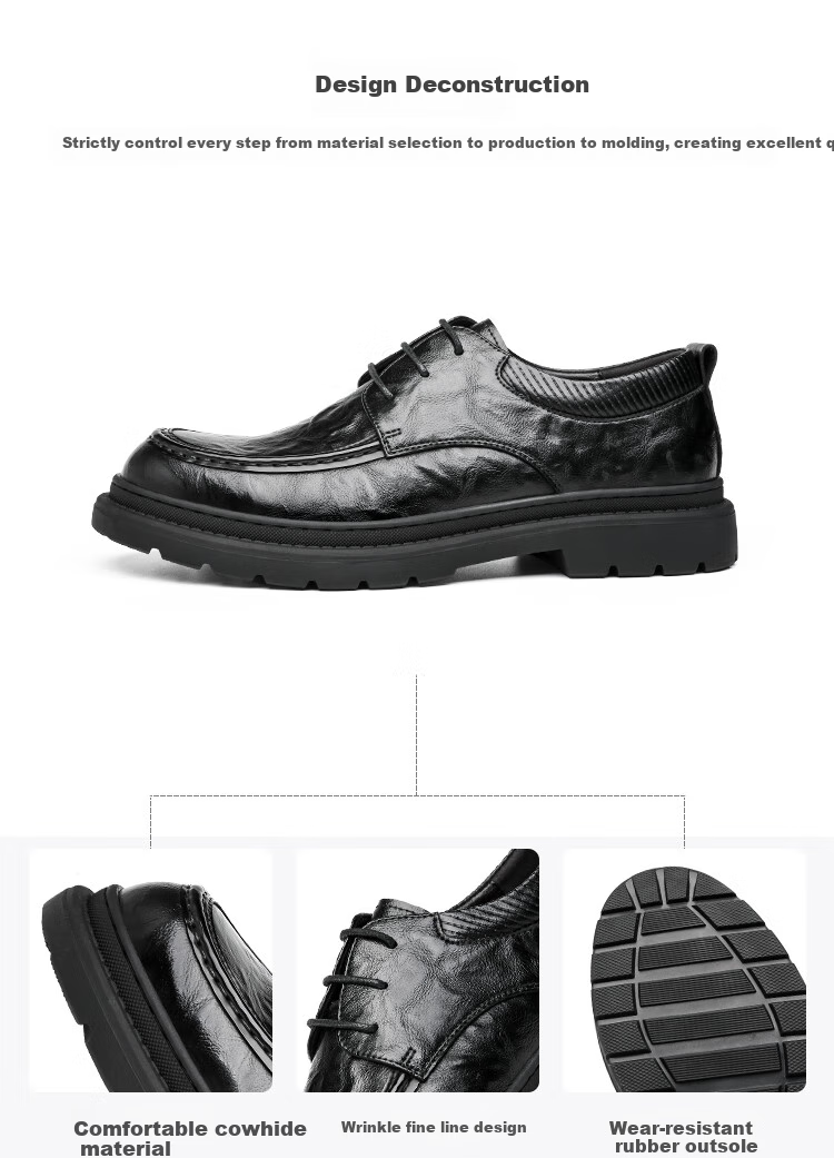 CARTELO CARTELO Men's Leather Shoes with Hand-Grab Pattern, Breathable Hollow-Out Design, Business Casual Leather Shoes for Men, Model 9804, Black, Size 39 6