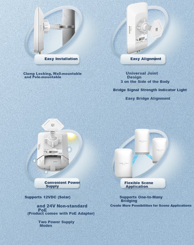 Ruijie 300M Elevator-Specific Bridge RG-YST250F Pair, Outdoor Security Monitoring Video Return, Factory-Installed 500-Meter Transmission, Label Fluorescent, IP55 Protectio 3
