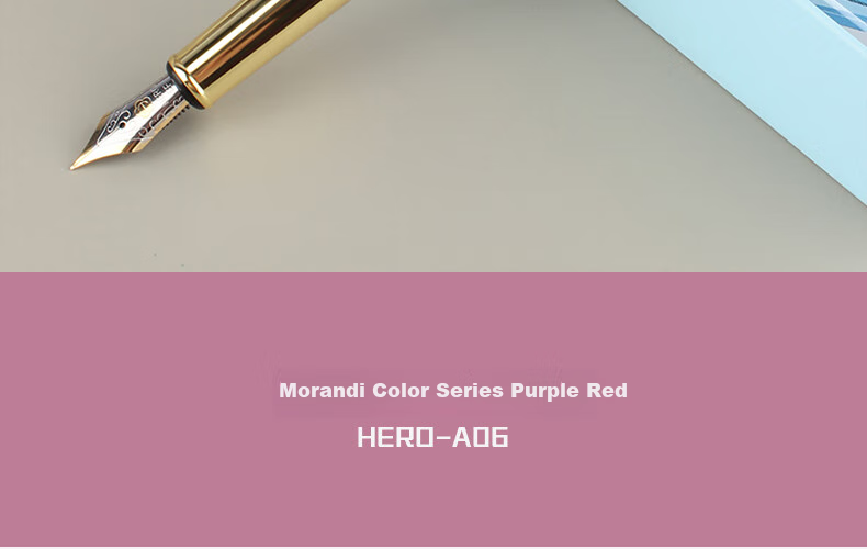 HERO Fountain Pen A06-1 Morandi Iridium Nib Adult Daily Writing Business Office Signature Ink Pen EF Nib Taro Color 12