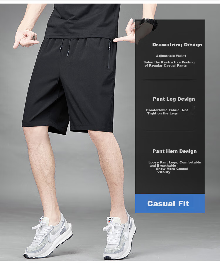 TUCANO Men's Shorts, Summer Ice Silk Breathable Quick-Dry Five-Point Pants, Loose Fashion Sports Pants, Large Size Menswear, Black D5XL 3