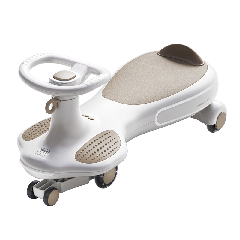 BEIESTATE Royal Twist Car for Children Aged 1-3, Quiet Anti-Rollover Ride-On Toy, Baby Gift, Khaki Color