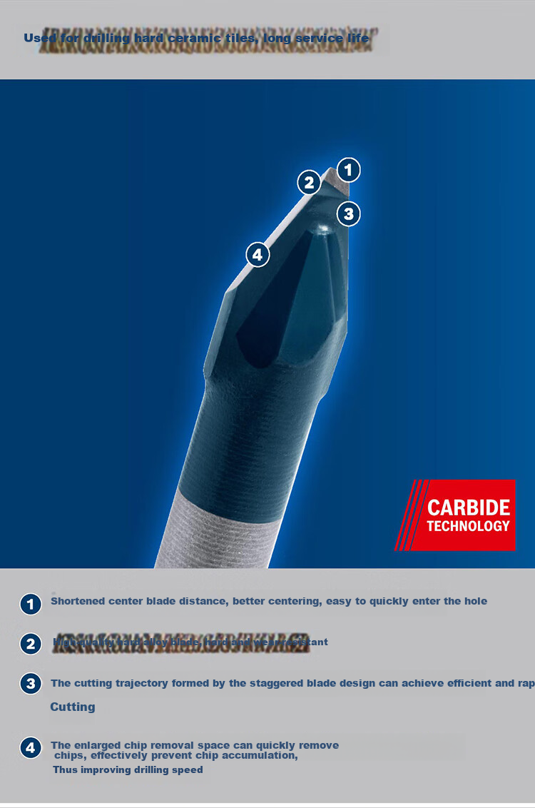 BOSCH Little Blue Arrow Hexagonal Shank Ceramic Tile Drill Bit 12mm 3