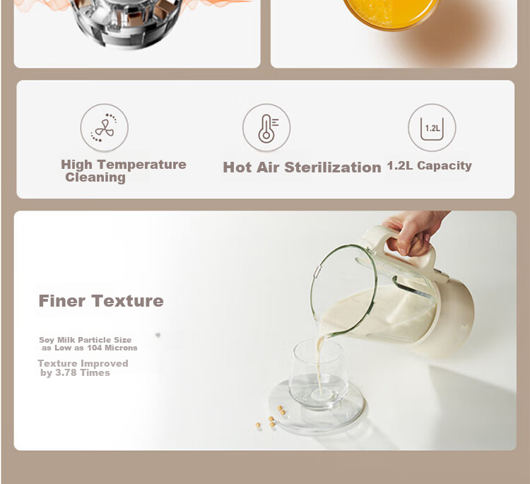 Joyoung Home Use 1.2L Capacity Variable Frequency Quiet Blender with Adjustable Texture, Fully Automatic Filter-Free Soy Milk Maker B730 9