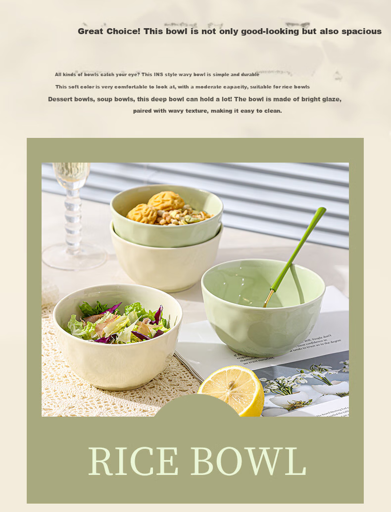 CERAMICS Cream-Colored Ceramic Noodle Bowls, Large Soup Bowls for Home Use, High-Quality Noodle Bowls, Instant Noodle Bowls, 6 Inches, Set of 2 2