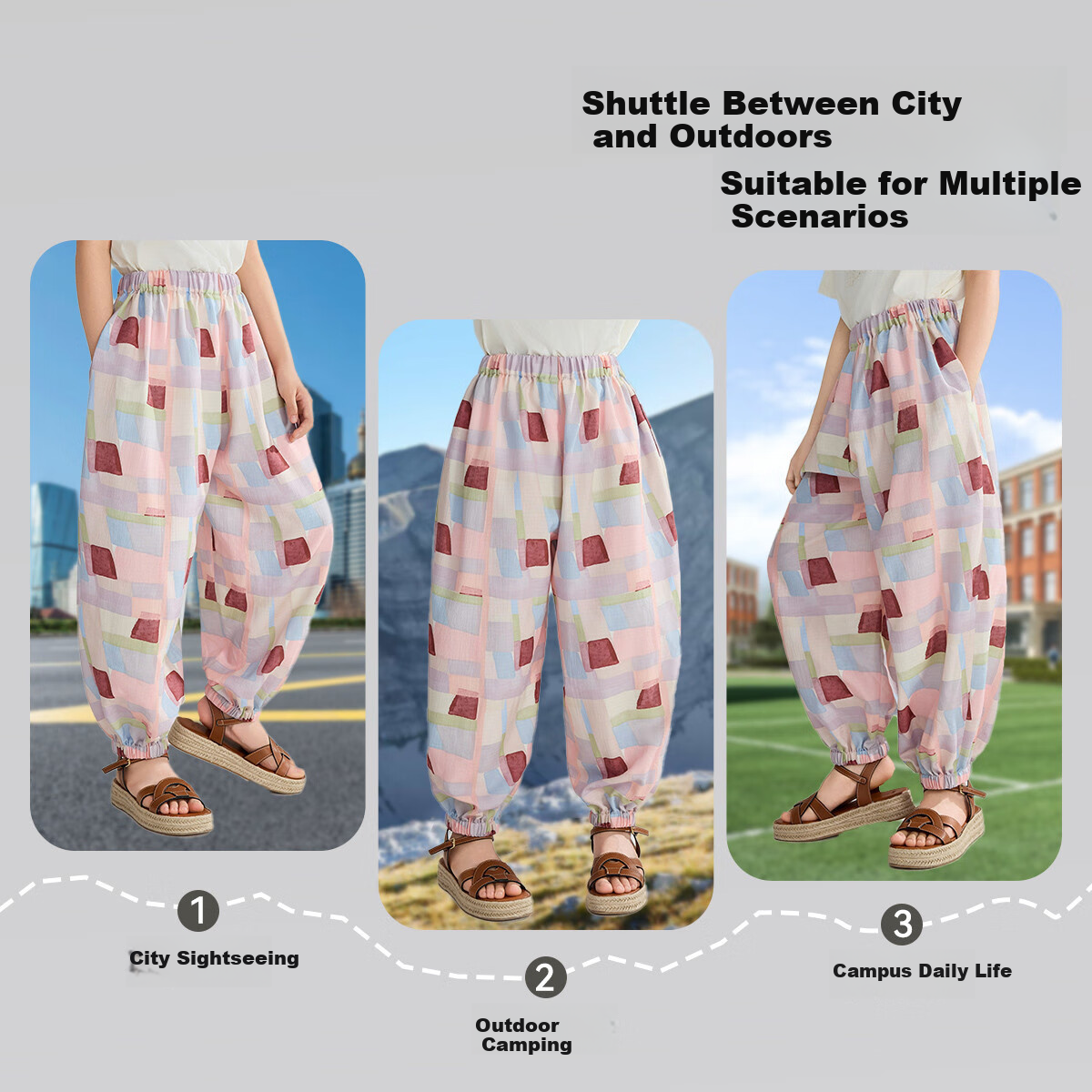 ASK JUNIOR Children's Pants, Summer Mid-To Kids' Lantern Pants, Mosquito-Proof Trousers, Girls' All-Over Watercolor Casual Pants, Long Pants, Joggers 8