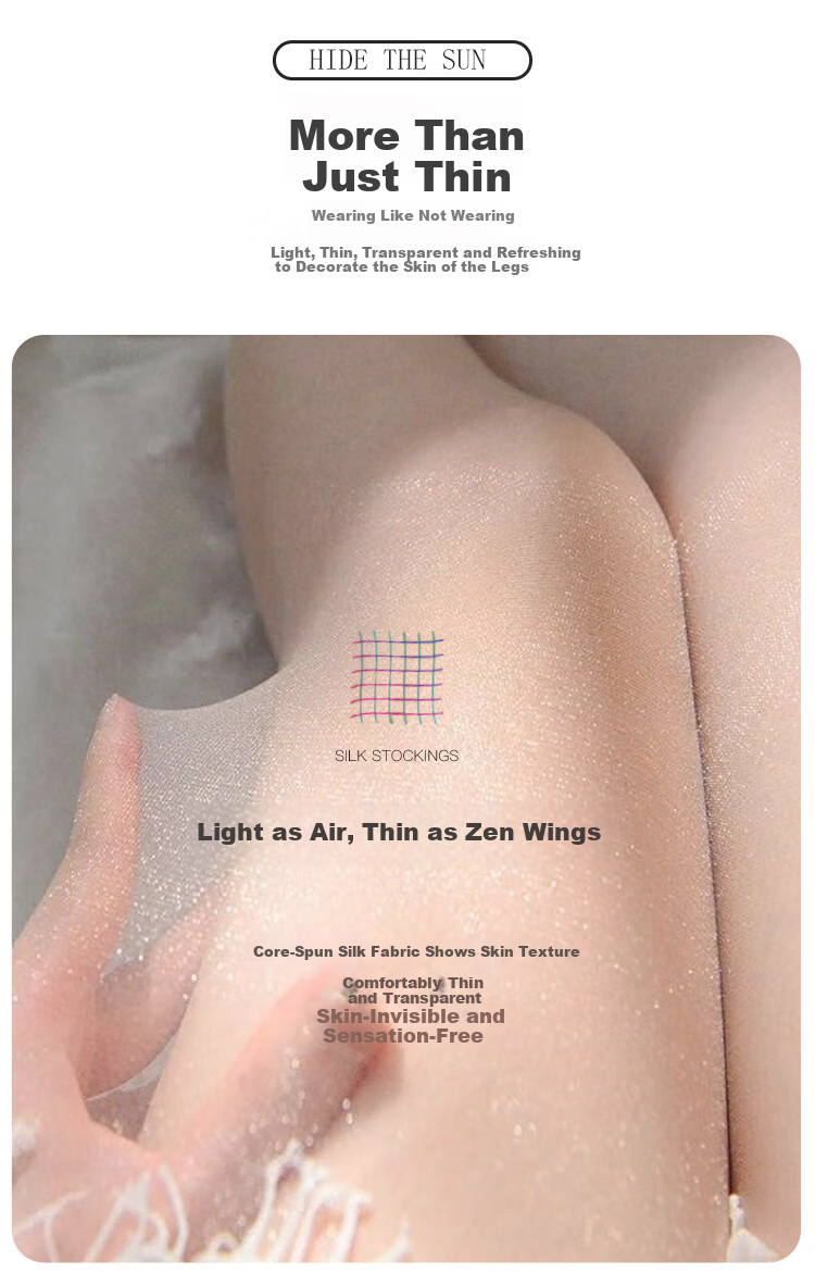 LangSha Luminous Silk Stockings for Women, Summer Thin Pantyhose, Sexy Invisible Base Layer Long Socks, Black 2 Pairs, One Size Fits All 8
