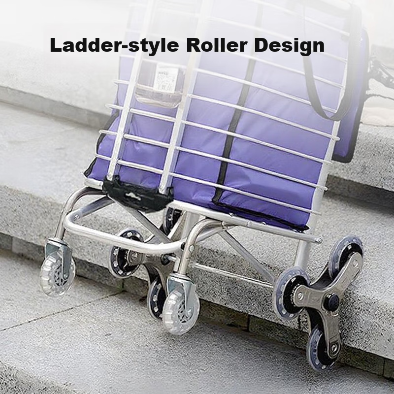 Adiya Portable Shopping Cart, Hand-Pulled Trolley, Folding Cart, Hand-Pushed And Pull Rod Cargo Cart for Grocery Shopping And Elderly Stairs Climbing, Labor-Saving