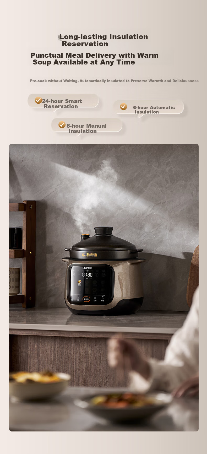 SUPOR Electric Stew Pot, Soup Cooker, Stewing Pot, Porridge Cooker, Baby Food Maker, Electric Cooking Pot, 5L Micro-Pressure Ceramic TG50YC878, Random Delivery 18