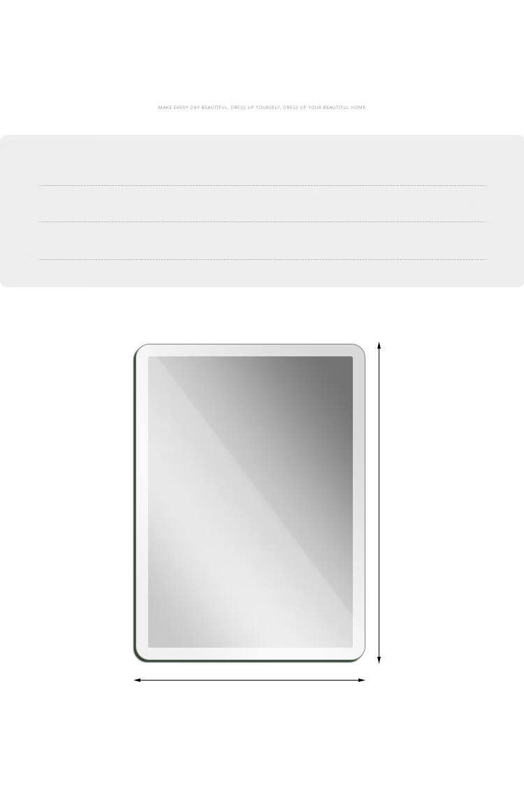 Huakai Star Bathroom Mirror Frameless Wall-Mounted Dressing Mirror with Rounded Beveled Edges 60x80cm 12