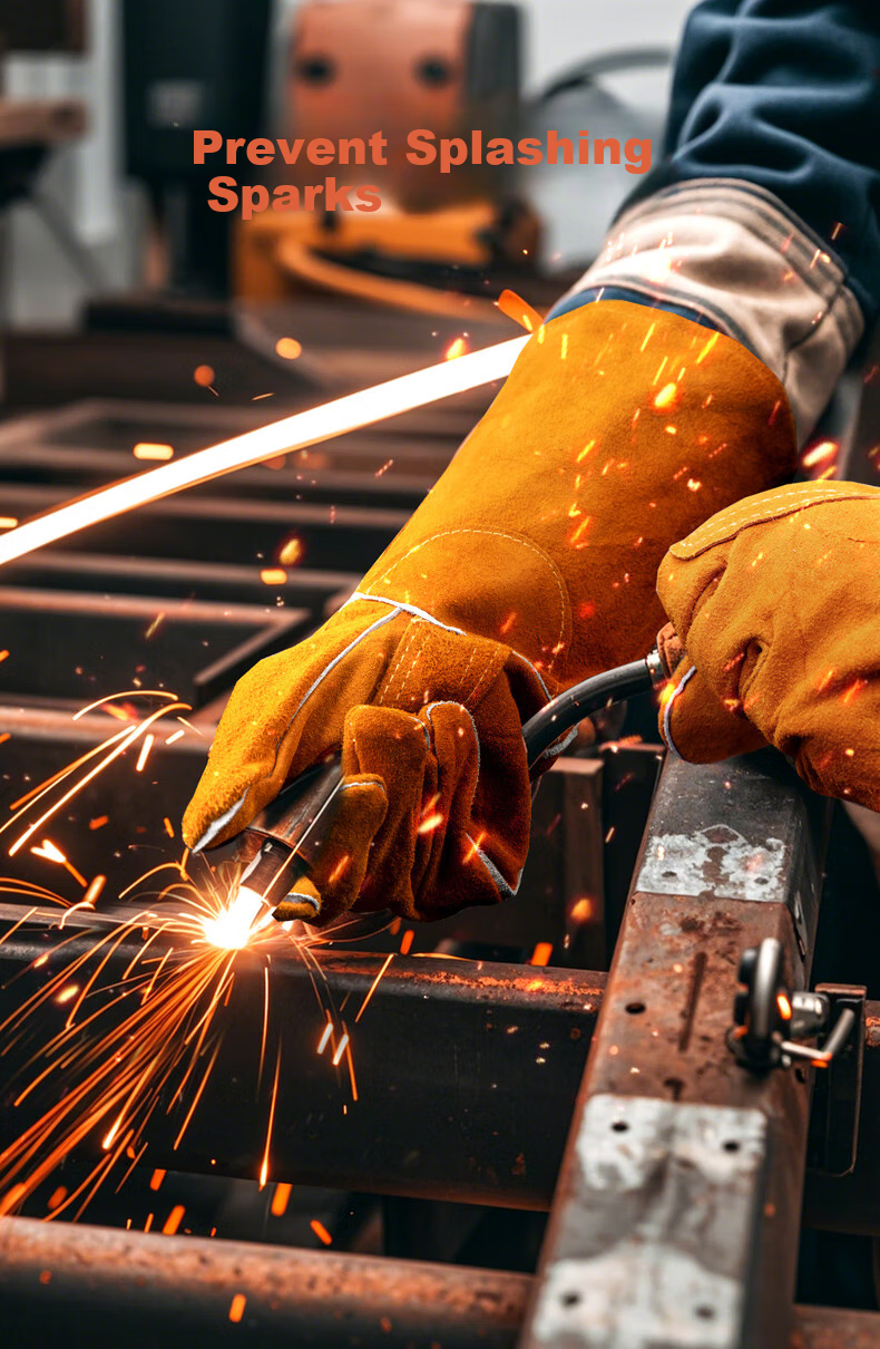 NXG Leather Welding Gloves, Thickened And Extended, Wear-Resistant, Heat-Resistant, Full Leather, Electric Welding Insulation, Anti-Scalding, Anti-Electrical Arc Spark, Welding Protective Gloves, X73 5