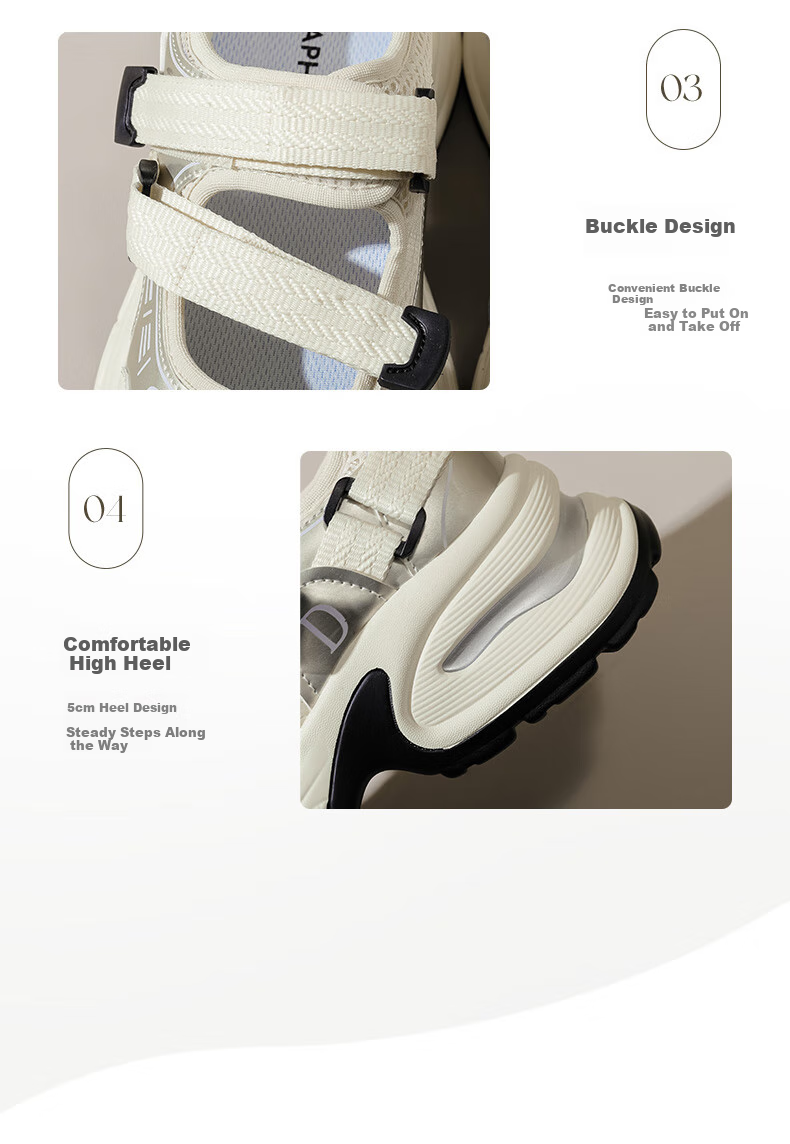 DAPHNE Thick-Soled Casual Sandals for Women, Summer 2025 Heightening Dad Shoes Versatile Breathable Sneakers, Gray And Silver, Size 37 6