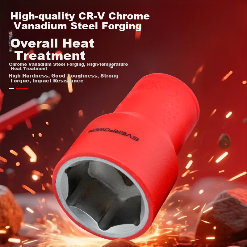 EVER POWER High-Voltage Resistant 1000V Insulated Tool VDE Socket Hexagon New Energy Vehicle Repair Wrench Socket 410412