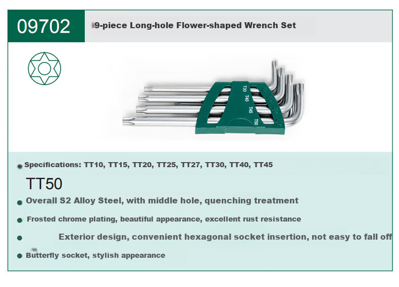 SATA Foldable Portable Hex Key Set, Auto Repair Tool Kit, 8 Pieces, 09121 17