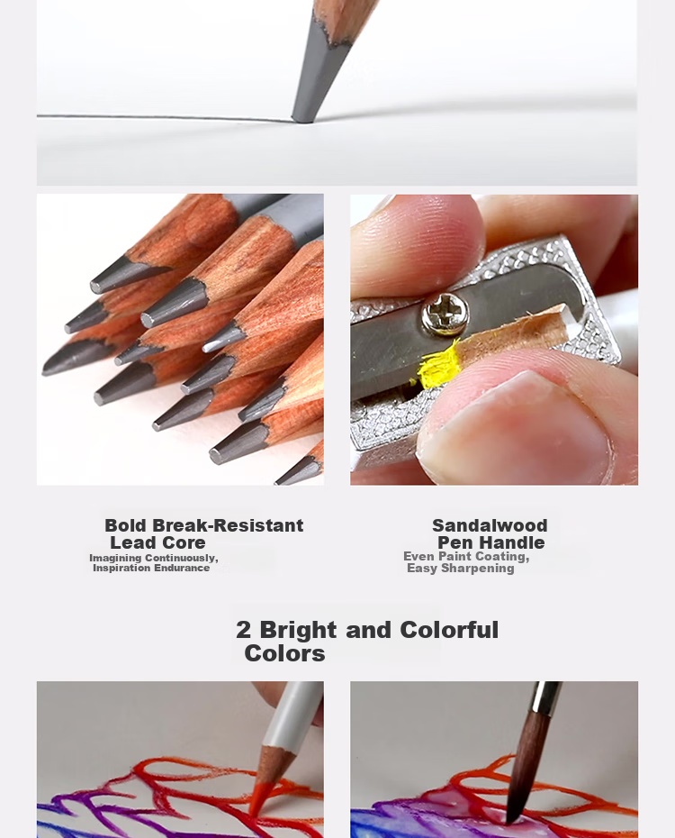 WINSOR&NEWTON [Freud Brand] Colored Pencils for Doodling, Coloring, Sketching, Professional Hand-Drawn Art, Colored Drawing, Sketching, Oil-Based Colored Pencils, 24-Piece Set 2