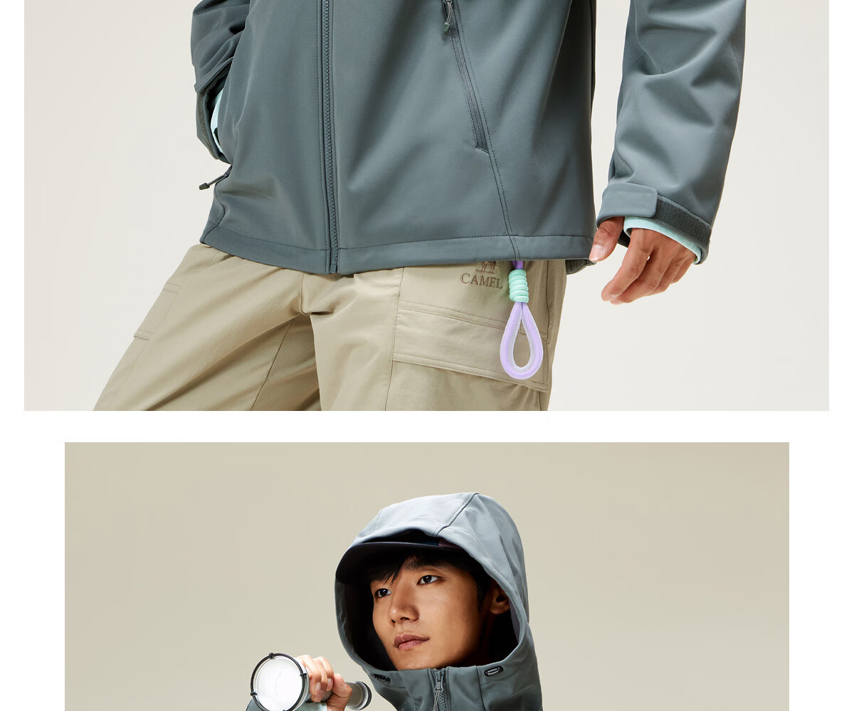 CAMEL Autumn Winter Outdoor Water-Repellent Functional Softshell Jacket Women Waterproof Warm Fleece Hiking Coat Couple Style M15CA6V069 13