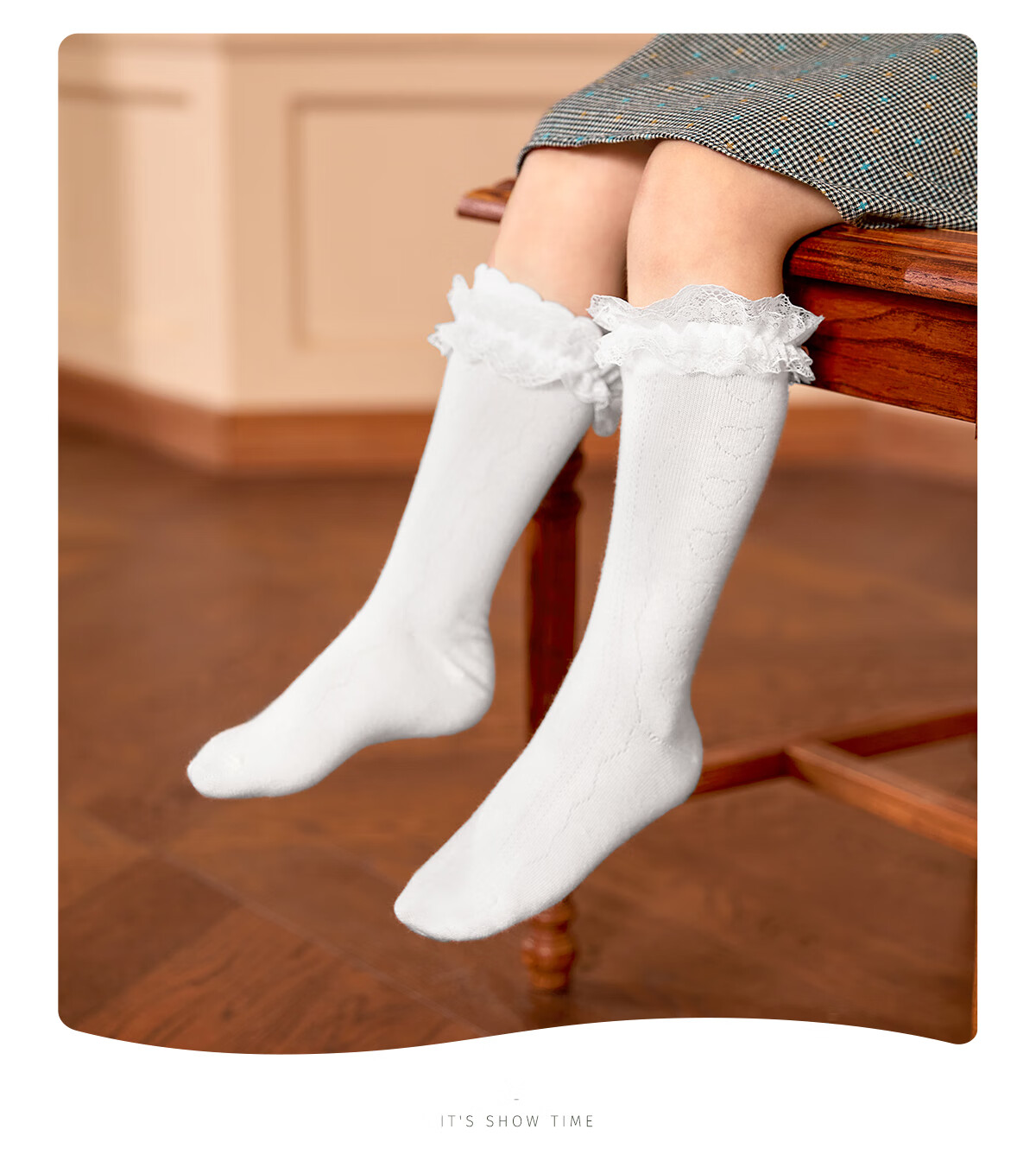 Snoffy Children's Socks, Girls' Princess Socks, Summer Mid-Calf Socks for Little Girls, Ballet Style Breathable Cotton Socks, White 2 Pairs, Size S 1