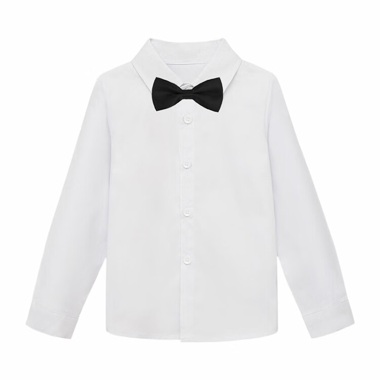 LUOBOBEIBEI Children's White Long Sleeve Shirt Boys Suit Shirt Bow Tie Host Piano Performance Outfit L1Y1 140 8