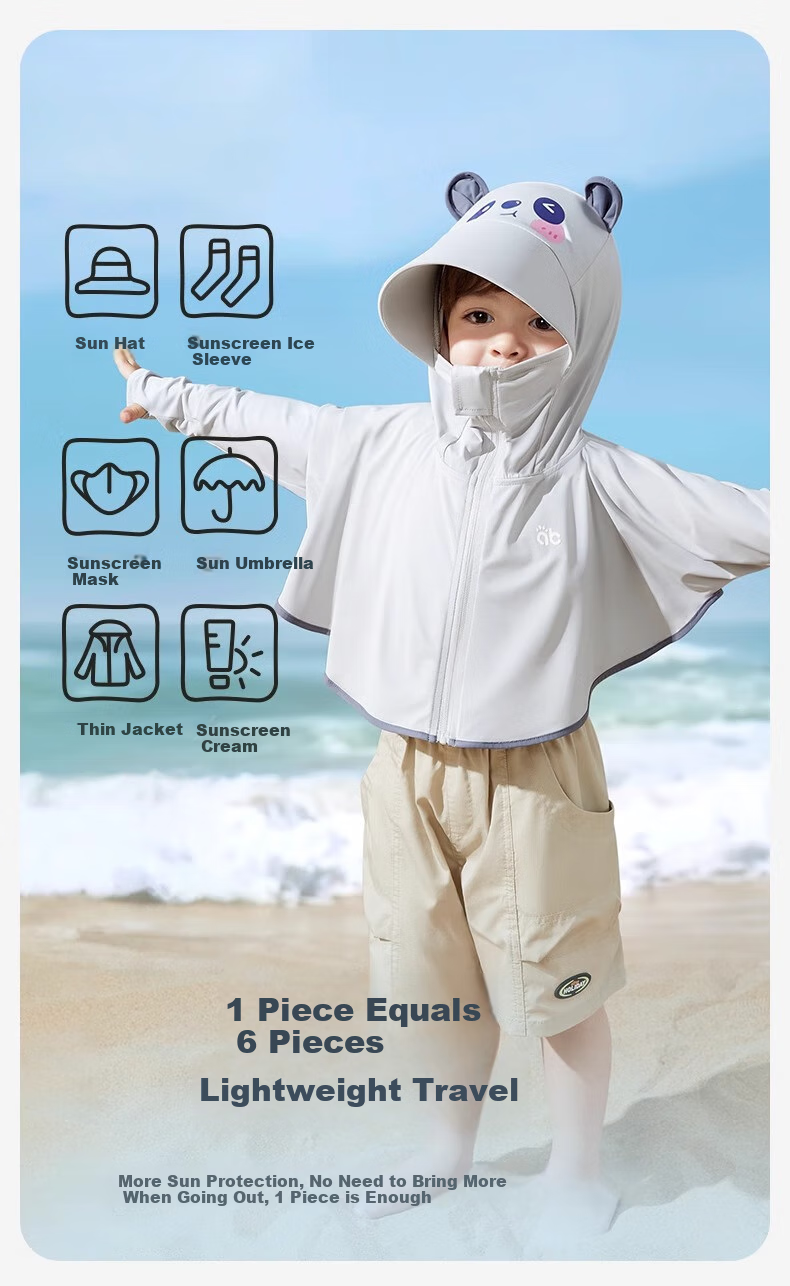 Aibedila Baby Sunscreen Jacket Summer Thin Ice Silk Cooling Sun Protection Clothing Unisex Kids Air Conditioning Cape 10