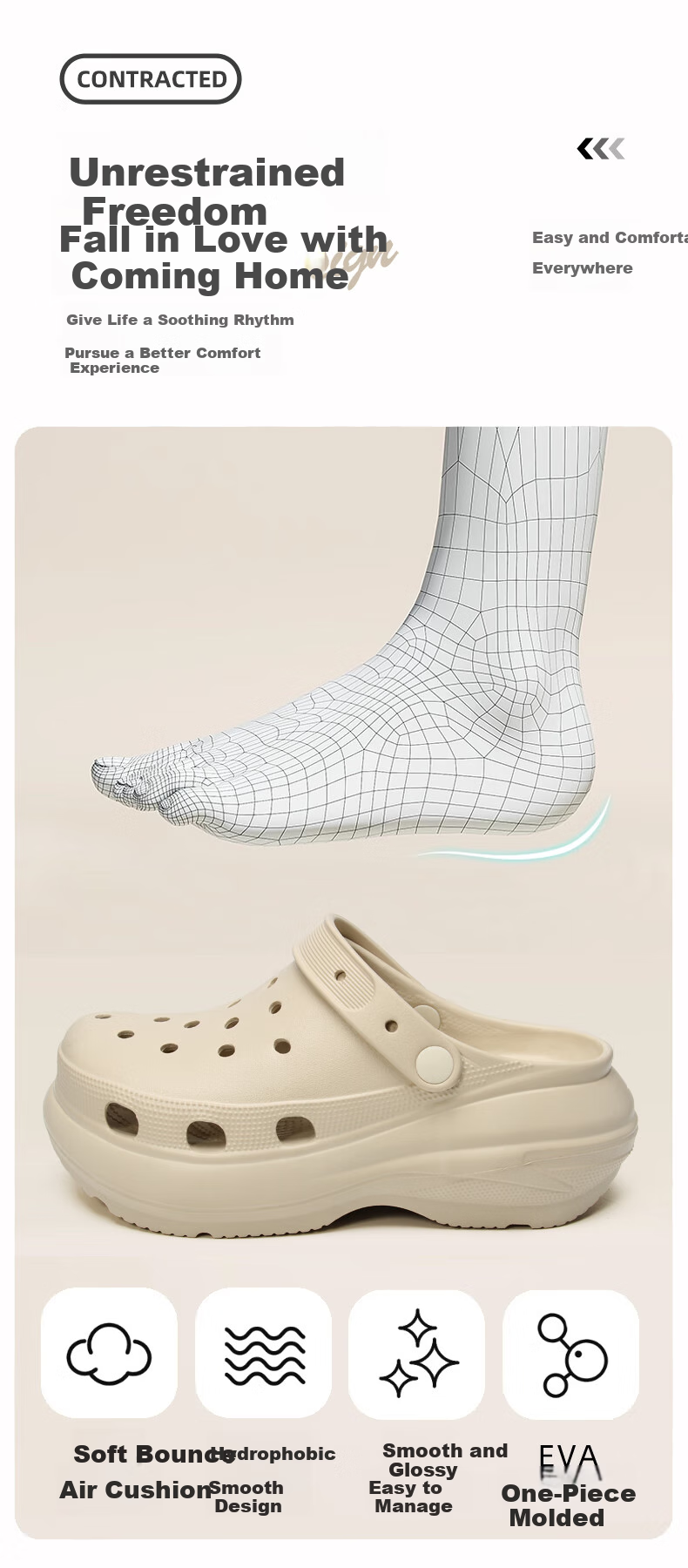 Qisefang Women's Perforated Shoes, Puff Flower DIY Summer Beach Slimming Thick-Soled Heightening Platform Sandals, Card 39-40 3