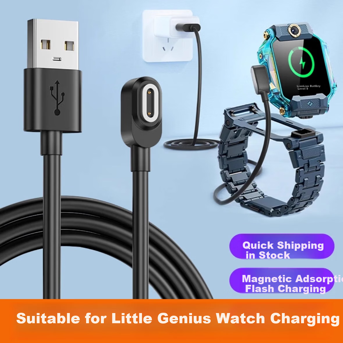 Iboann Compatible Charging Cable for Xiaotianc Z11, Phone Cable for Z10 Watch, Charger for Z9/Z8A/Z7S/D2/Z6 Children's D3/Q1A/Q1R/Q1C/Z1S Magnetic Data Cable