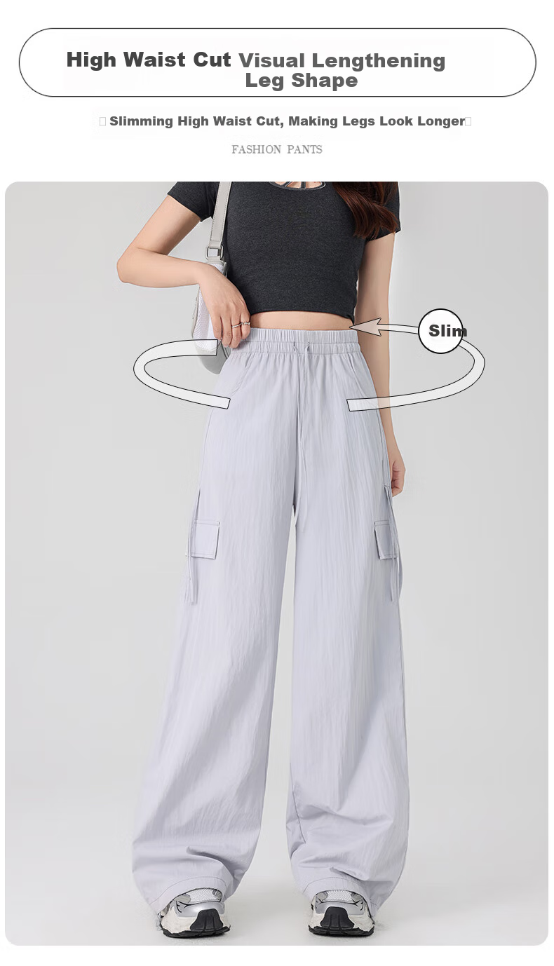 LangSha Women's Cargo Pants with Drawstring for Petite Figures, Lightweight Summer 2025 Butterfly Bow Casual Quick-Dry Trousers Paratrooper Pants 4