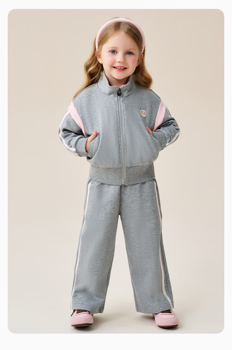 Classic Teddy Girls' Two-Piece Set Children's Jacket and Pants Toddler Spring Cardigan Sweet Sports Outfit Pink 100 10