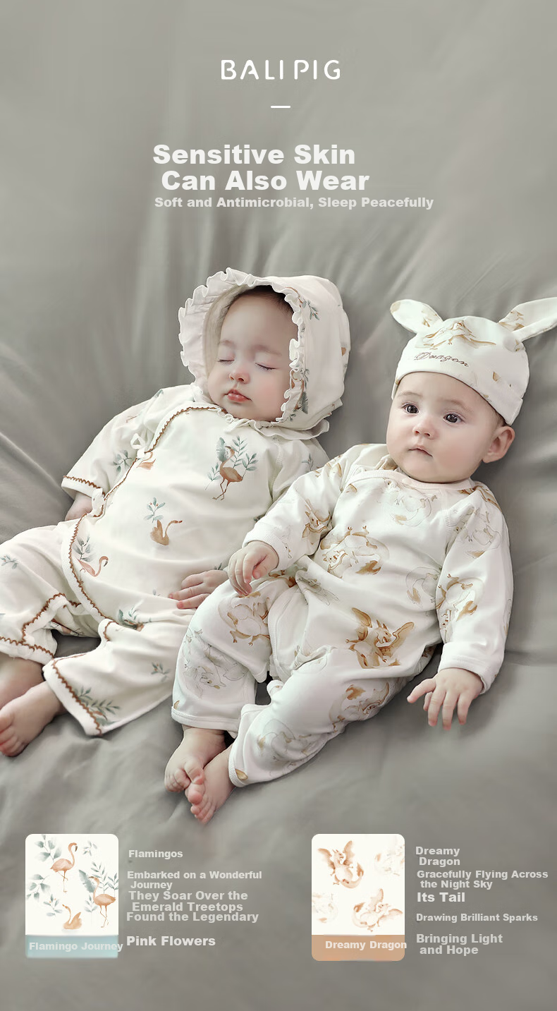 BALIPIG Newborn Baby Clothes 2-Piece Set, Full Moon A-Class Cotton, Baby Boy Romper, Instagram Style, Spring And Autumn Style Onesie for Girls 2