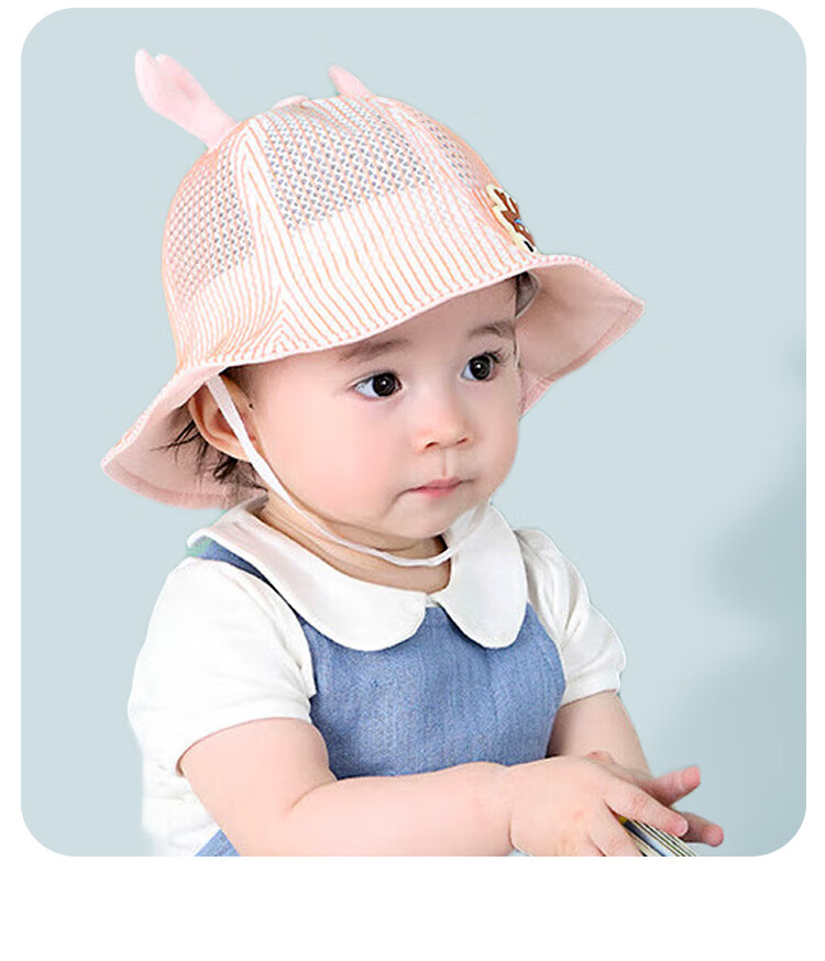 9i9 Baby Summer Thin Deer Antler Sun Protection Bucket Hat for Boys and Girls 0-2 Years F32 Blue 10