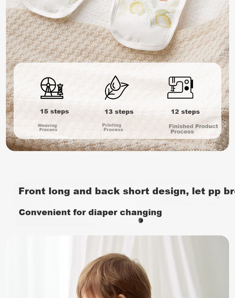 Shiyuejiejing Baby Romper, Summer Thin Style, Bamboo Cotton Gauze Half-Back Belly Pocket, Unisex Children's Bodysuit Vest 13
