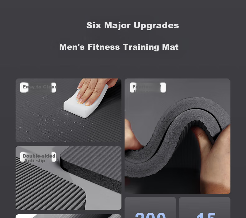 361° Men's Fitness Mat, Non-Slip Home Exercise Mat, Yoga Mat, Floor Mat, Soundproof, Shock-Absorbing, Extended to 2 Meters And Widened for Wome 2