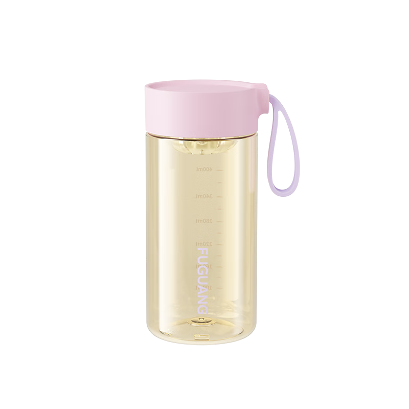 Fuguang Plastic Cup, PPSU Portable Student Cup for Girls, Summer High-Quality Heat-Resistant Sports Water Bottle, Tea Infuser Cup, Pink 460ML