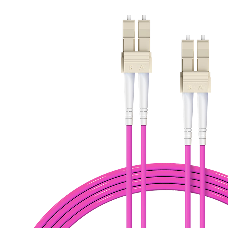 BYNET 10 Gigabit Multi-Mode Fiber Optic Patch Cable LC-LC Pink Purple OM4 Multi-Mode Dual-Core Duplex Pigtail Telecom-Grade Low Smoke Zero Halogen LSZH Bend-Resistant Fiber Optic Patch Cable 2.0 3 Meters
