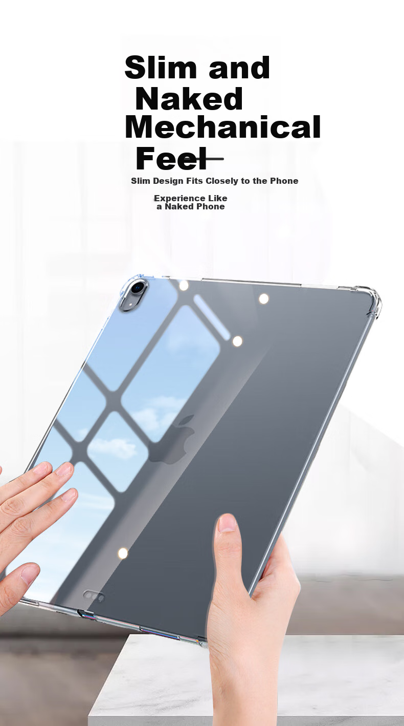 Freeson Compatible with Apple IPad Air 13-Inch M4 Chip 2026 New Model Tablet Case, 25/24 Air Cushion Anti-Collision Full Protection Crystal Clear Soft Shell, Transparent 6