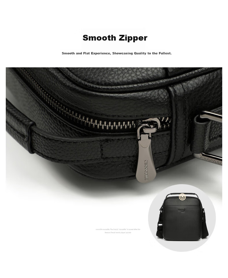 CROCODILE Top-Grain Leather Men's Casual Shoulder Bag, Fashionable Versatile Youth Crossbody Bag T1167 Gift for Boyfriend 7