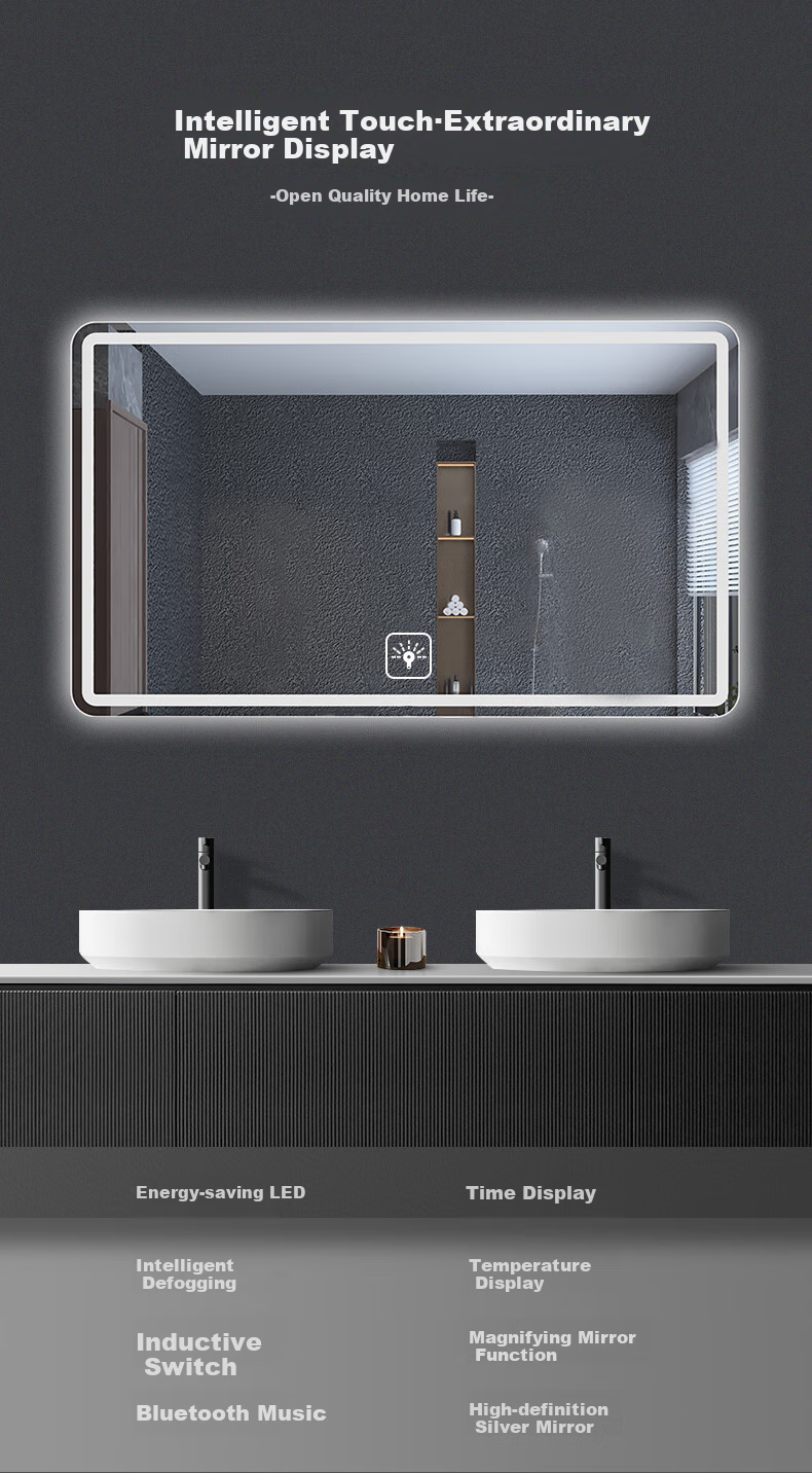 Moxiao Smart Mirror Hotel Bathroom Makeup Mirror Touchscreen Anti-Fog Bathroom Mirror 700*900mm Two-Button Three-Color Timer 1