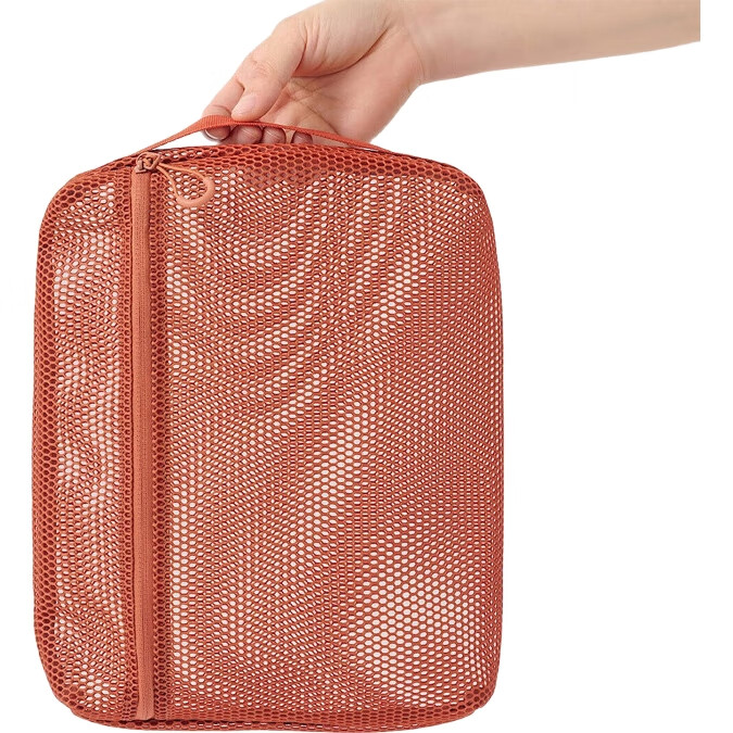 Сумка MUJI из переработанного полиэстера, трехмерная сетка, оранжевая, примерно 27x21x5 см