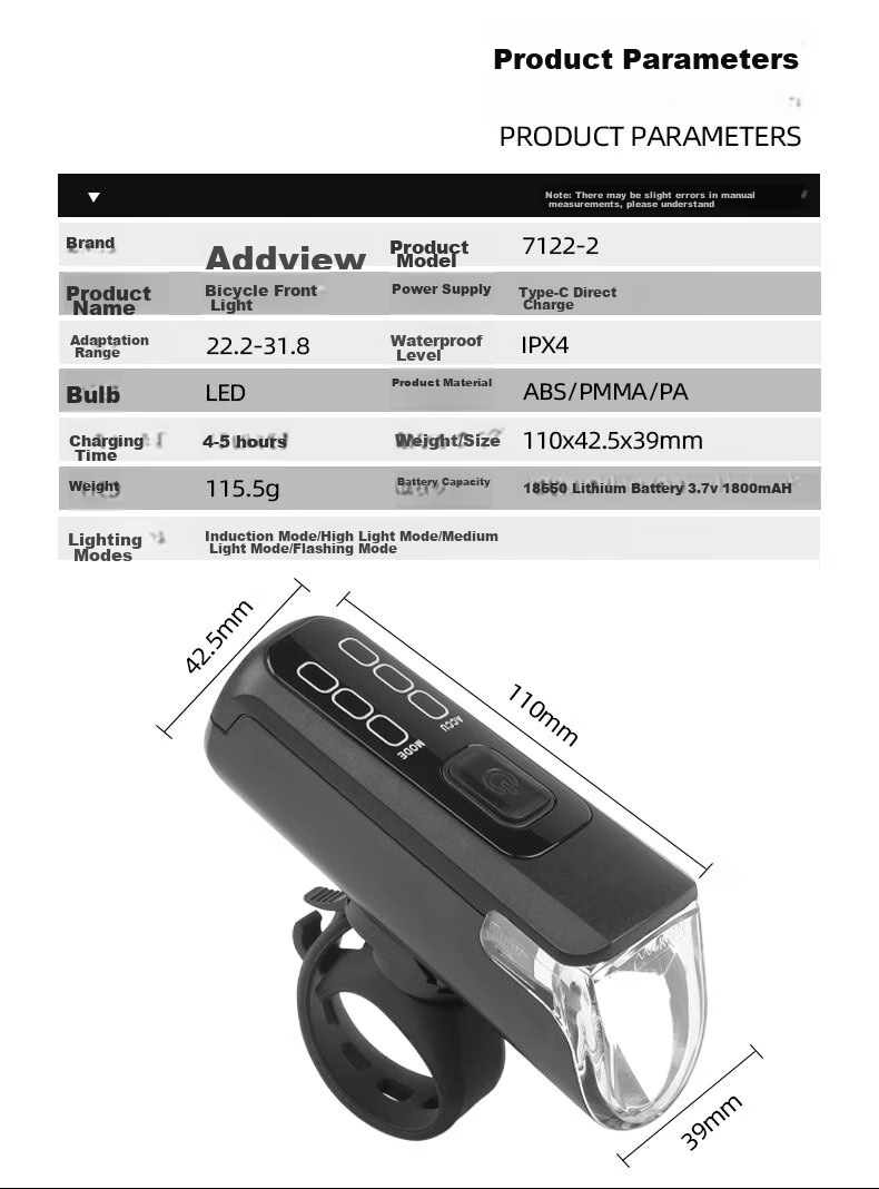 Addview Bicycle Light, Front Lamp, USB Rechargeable Flashlight, Mountain Bike Light, Cycling Equipment 11