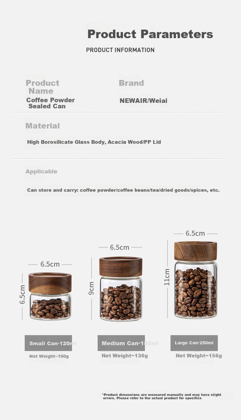 Newair Glass Coffee Grounds Airtight Container, Coffee Bean Storage Jar, Mini Portable Food-Grade Tea Storage Container 11