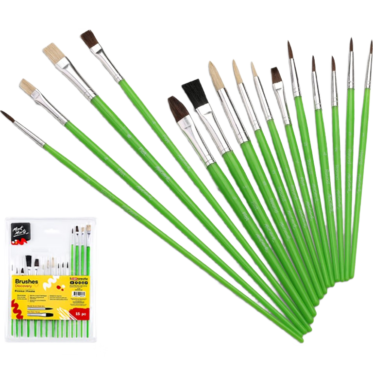 Mont Marte 15-Piece Acrylic Paint Brush Set, Watercolor Painting Brushes Professional Art Line Drawing Brushes Children's Painting Brushes Gouache Brushes Art Supplies MPB0008