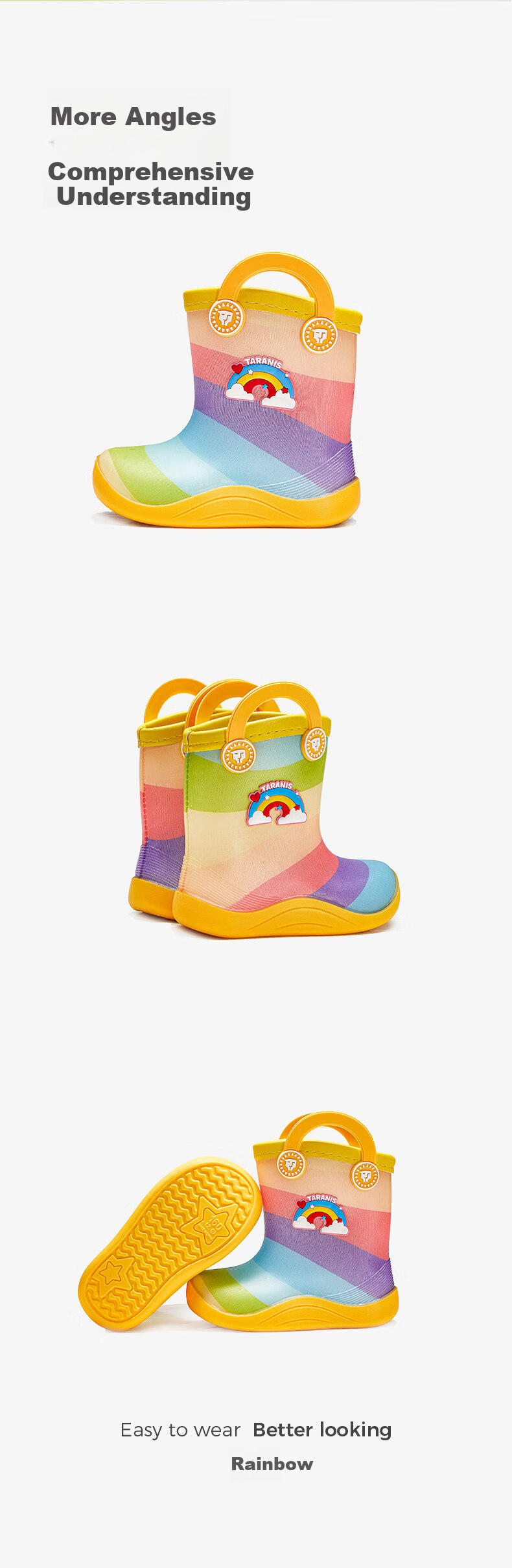 TARANIS Kids Rain Boots Boys Soft Sole Non-Slip Water Shoes Girls Yellow/Color Size 28 12