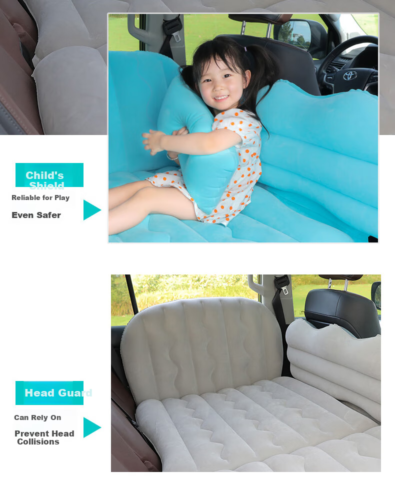 Adandyish Storage Bench Three-Sevenths Car Inflatable Bed, Car Sleeping Pad, Rear Seat Travel Mattress, Gray 7