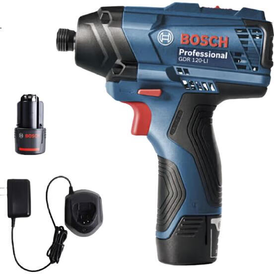 Ударный гайковерт BOSCH GDR 120-LI, 12В, 100 Нм, 2.0 Ач, литий-ионный аккумулятор, многофункциональный для затяжки и установки