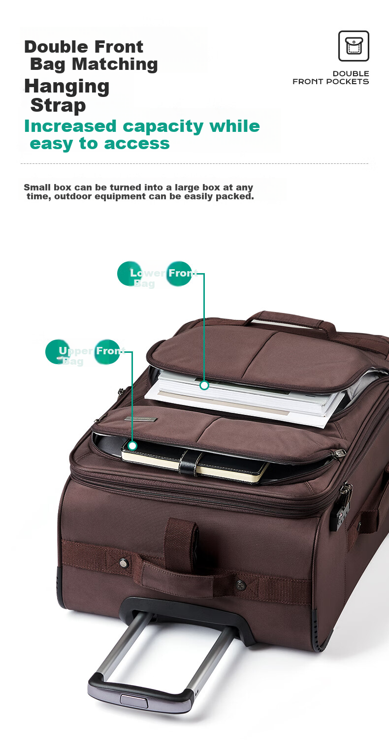 HANKE Luggage, Large Capacity Suitcase for Women And Men, Outdoor Trolley Case, 20-Inch Black, 41 Liters, Password Lock, Expandable Travel Suitcase 8
