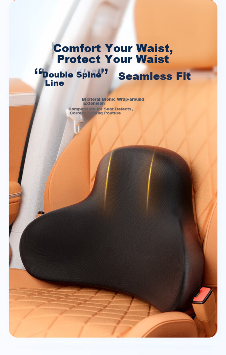 J.Sir Car Lumbar Support Cushion, Waist Protection Pad, Office Chair Backrest, Car Seat Cushion, Driving Back Support, Waist Pillow 3