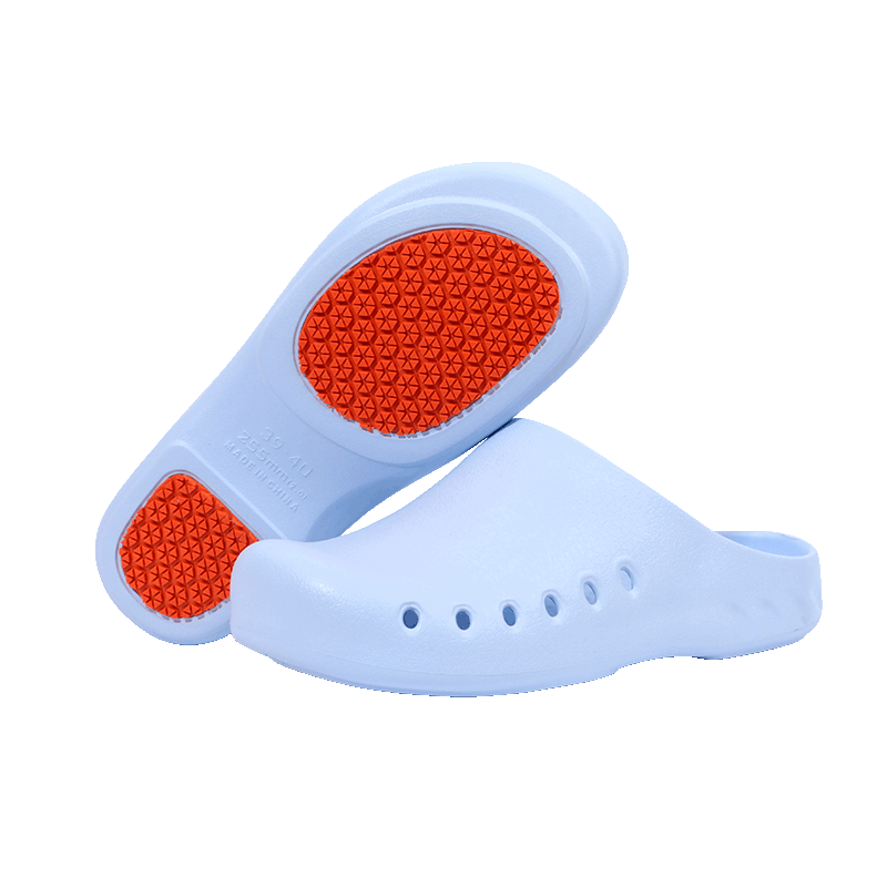 Grace Surgical Shoes Thick Sole Slippers Indoor Breathable Soft EVA Non-Slip Nurse Shoes Unisex Light Blue Size 39-40
