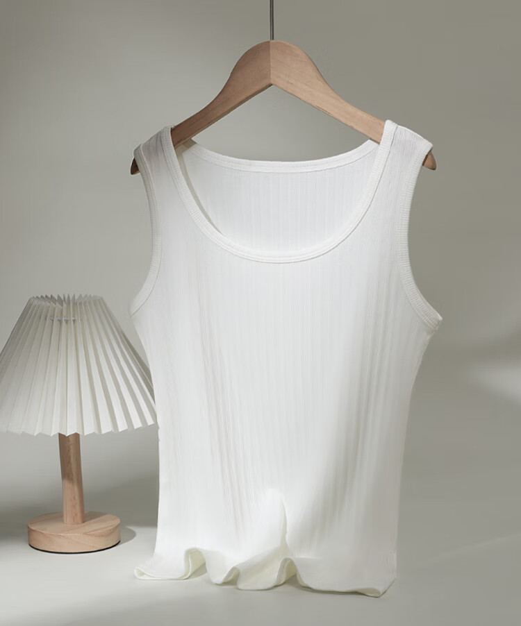 Hodo Women's Soft Cotton Stretch Jacquard Vertical Stripe Slim Fit U-Neck Tank Top Summer New Arrival 8
