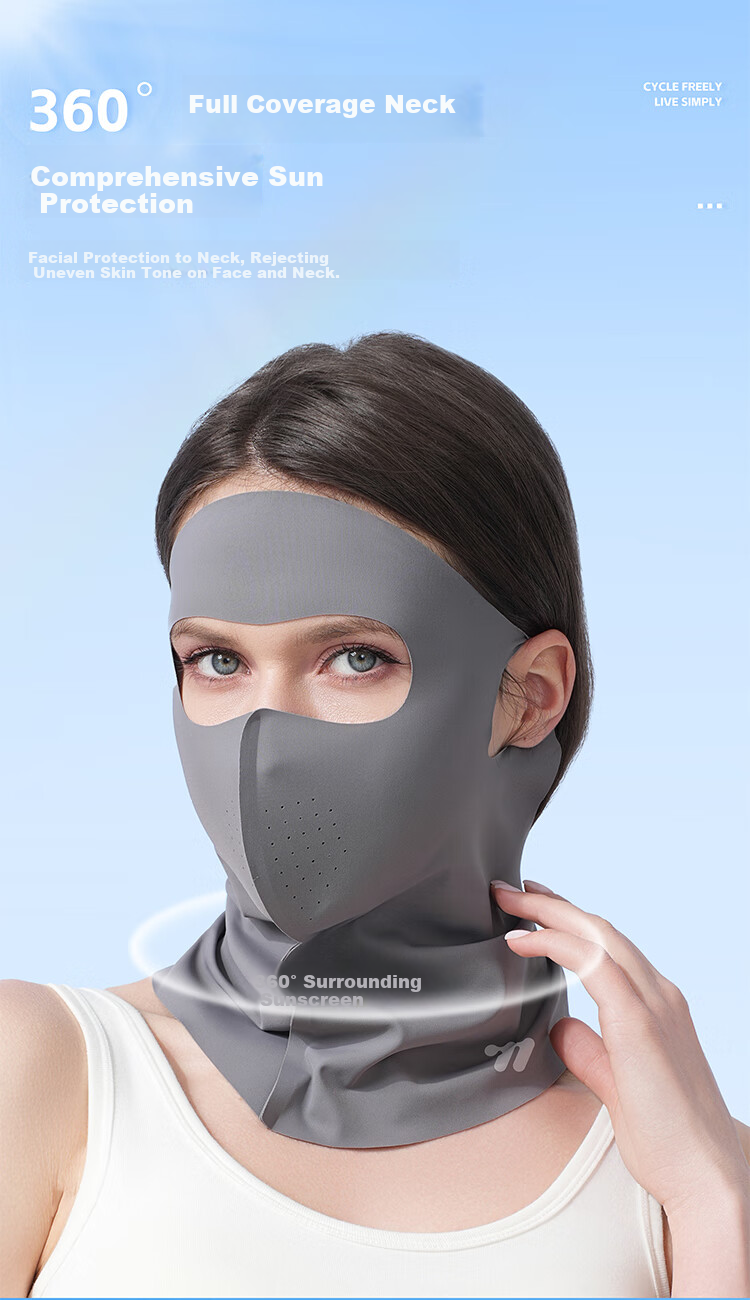 WestBiking Summer Cycling Ice Silk Sun Protection Face Mask, Breathable Sweat-Absorbing Quick-Drying Full Face Mask Neck Gaiter for Outdoor Sports, Pink 3