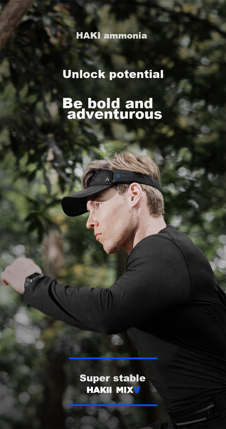Hakii MIX V Wireless Sports Bluetooth Headphones, True Wireless Non-In Air Conduction Headphones, Long Battery Life for Running And Fitness, Sun Protection Visor with Built-In Sun Hat 1