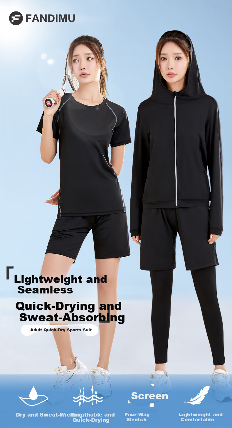 Fandimu Sports Set for Women, Running Outfit, Yoga Track And Field Fitness Wear, Breathable High-Elasticity Basketball Badminton Training Clothes 1