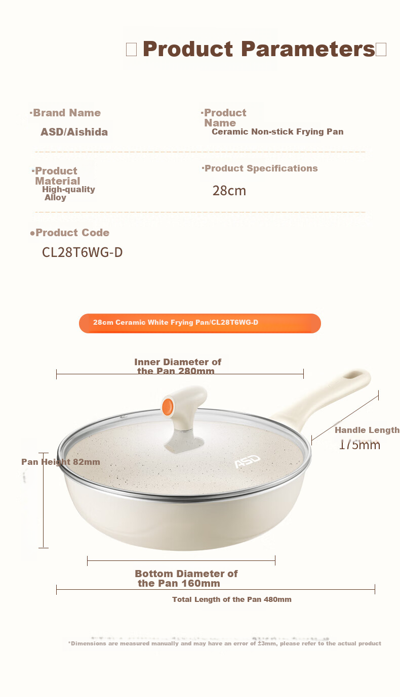 ASD Wok with Ceramic Exterior And Non-Stick Interior, Flat Bottom Frying Pan for Home Use, 30cm, Compatible with Gas And Induction Cooktops, CL30T6WG-D 20